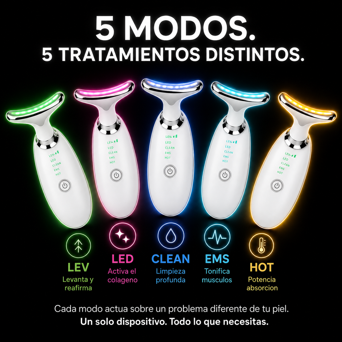 LED + EMS + Calor + Masaje + Limpieza