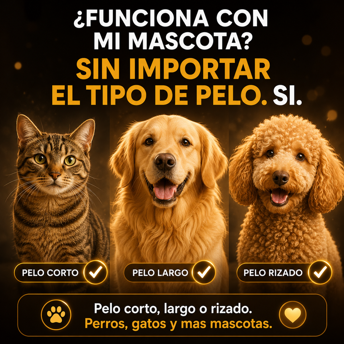 Funciona en pelo corto, largo y rizado