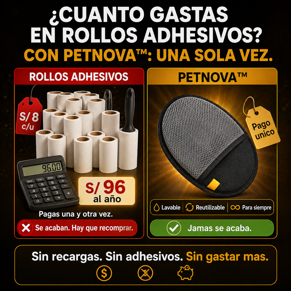 Sin recargas. Sin adhesivos. Para siempre.