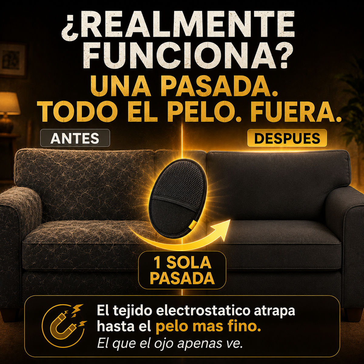 Si. Una sola pasada y desaparece todo el pelo.
