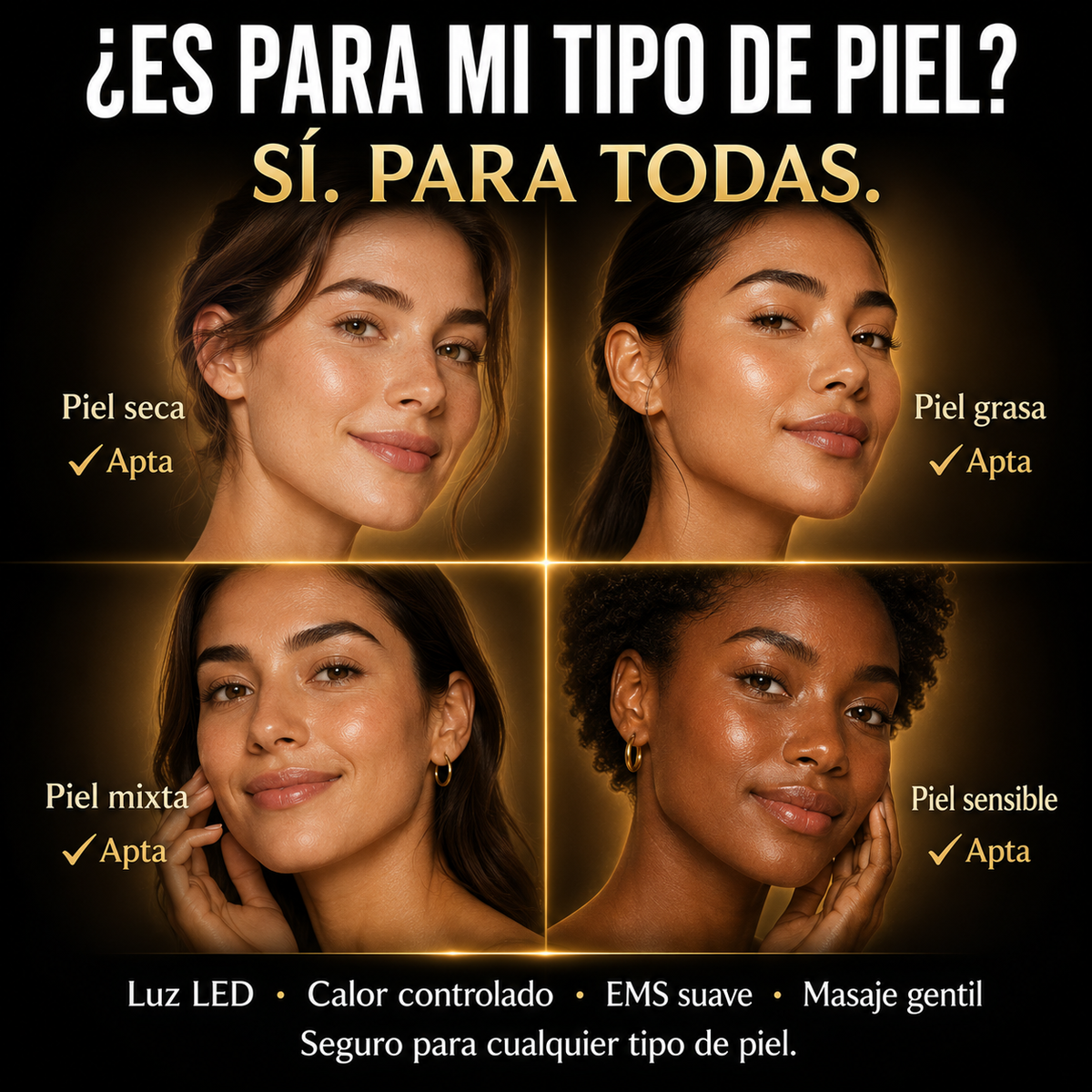 Para todas. Piel seca, grasa, mixta o sensible.