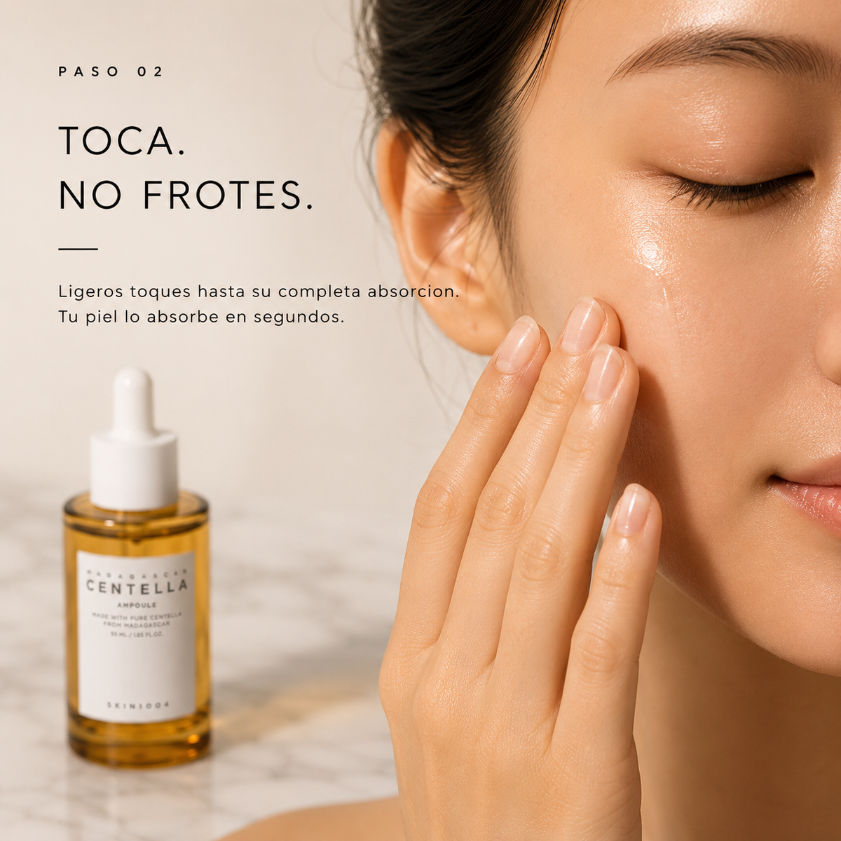 Distribuye con suaves toques, no frotes